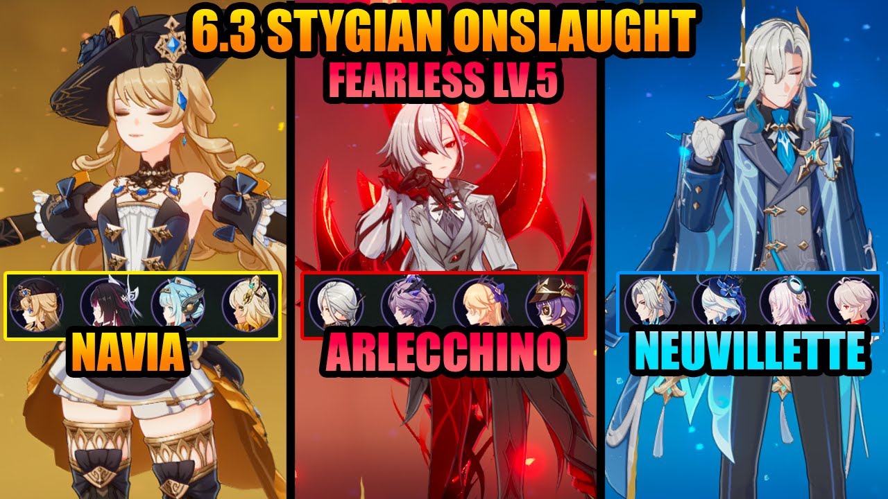 C0 LUNAR NAVIA / CO ARLECCHINO / C1 NEUVILLETTE | FEARLESS STYGIAN ONSLAUGHT 6.3 | Genshin Impact