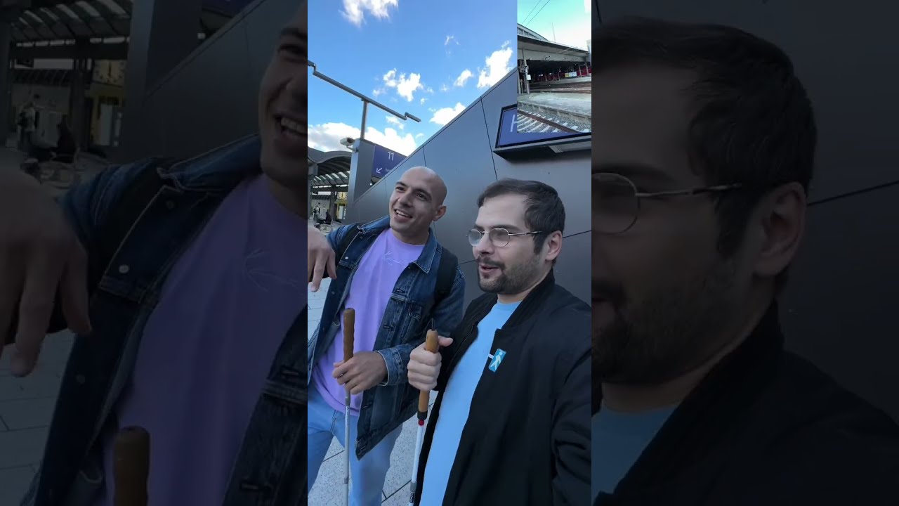 Was passiert, wenn sich zwei Blinde auf dem Leitstreifen treffen? Leitstreifen freihalten!