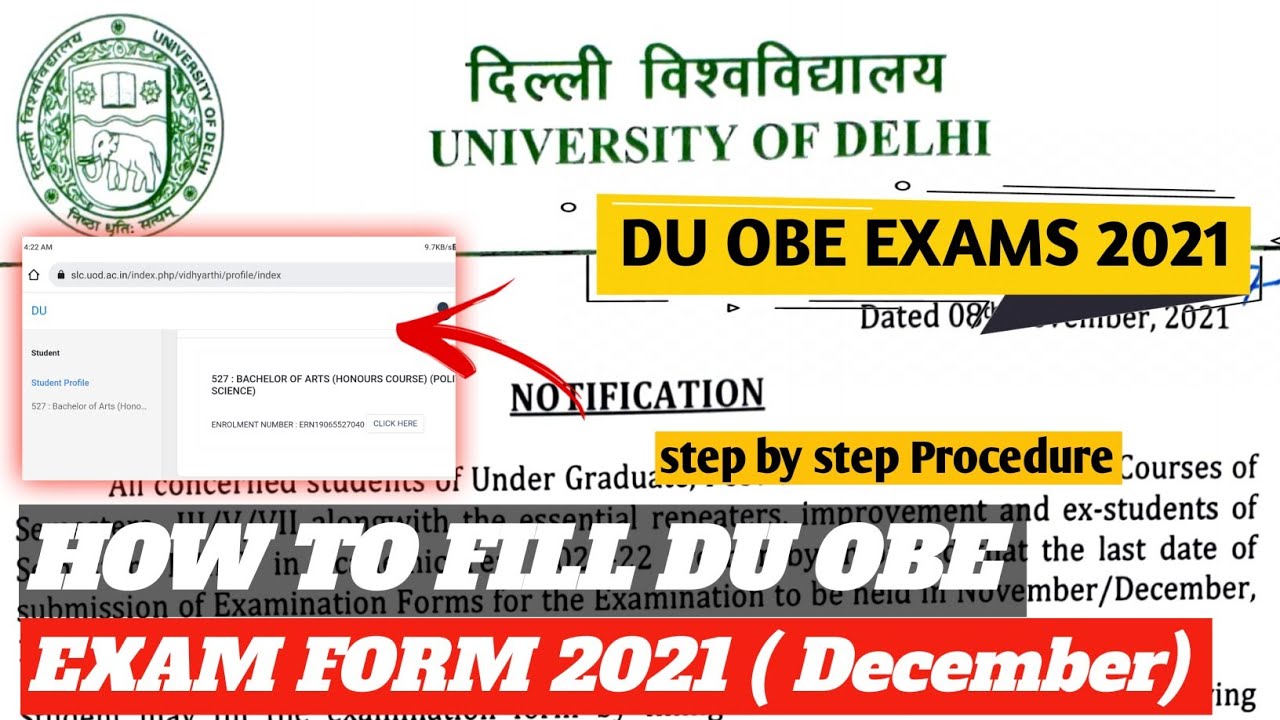 Du Obe Exams 2021 || How to fill Du examination form 2021 || Du 3rd or 5th semester exam form #du