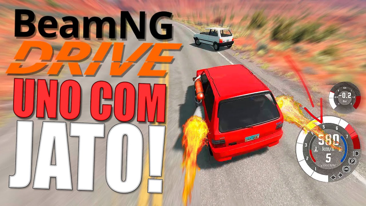 Uno com jato andando a mais de 500km por hora no BeamNG multiplayer