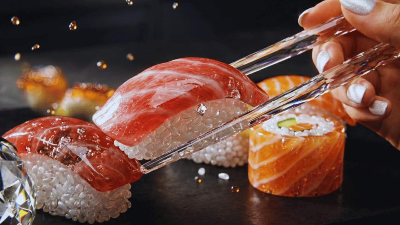 SUSHI MADE OF GLASS 🍣 ASMR HYPNOTIC ODDLY SATISFYING