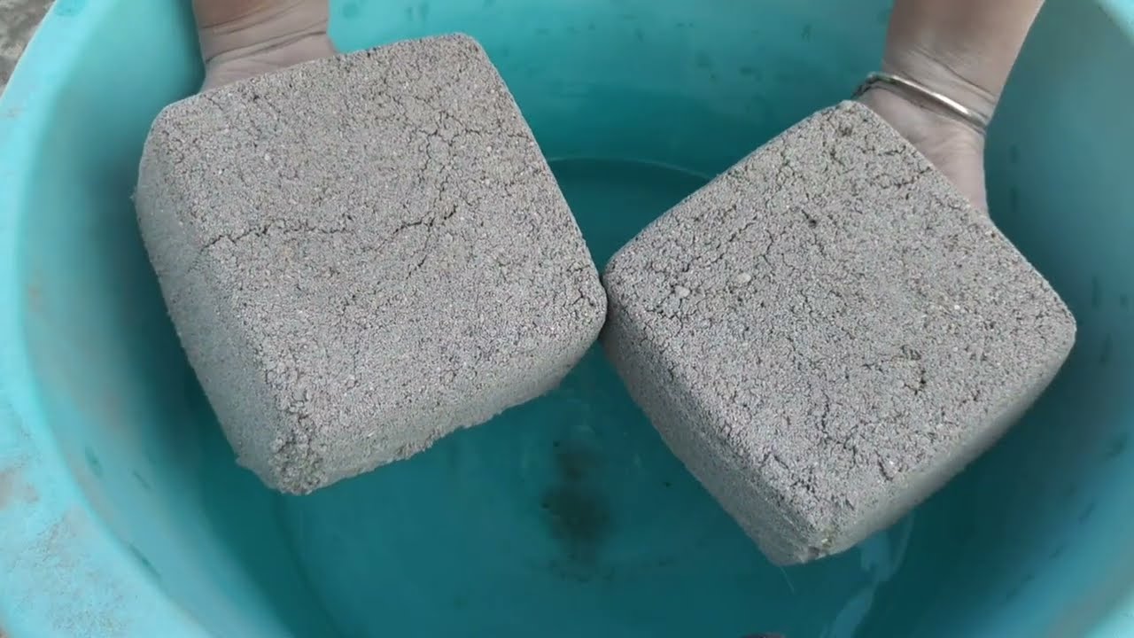 Asmr - gritty sand cement crumbling in water 💦
