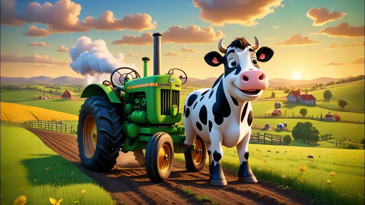 "Muddy Chug Chug Tractor Song 🚜 | Best Farm Animals poem for Kids  
