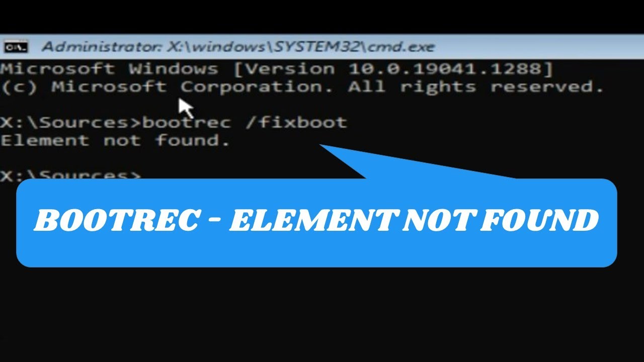 Элемент BOOTREC FIXBOOT не найден &mdash; исправлена ​​ошибка Windows