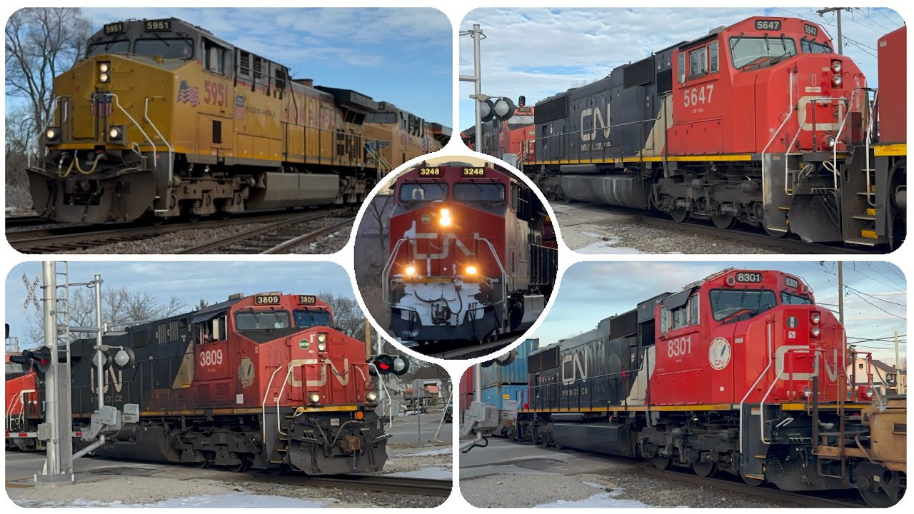 Barrington Railfanning CN & UP Freights! (2/7/26) Ft. UP Grain, CN SD75IACC Rebuild, Horns! 
