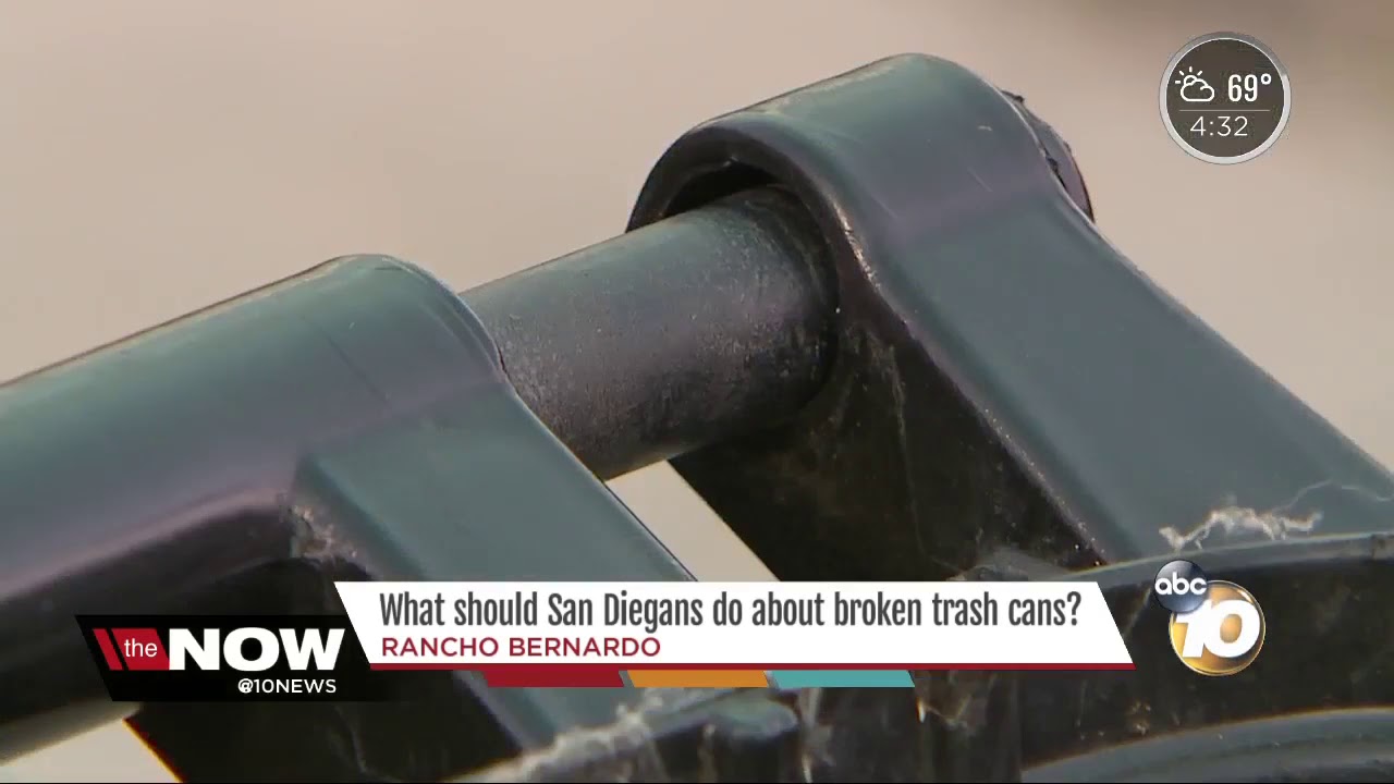 What should San Diegans do about broken trash cans?