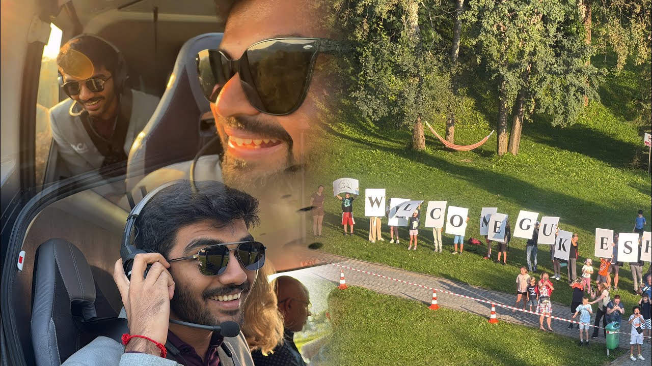 Gukesh takes a Helicopter ride in Poland