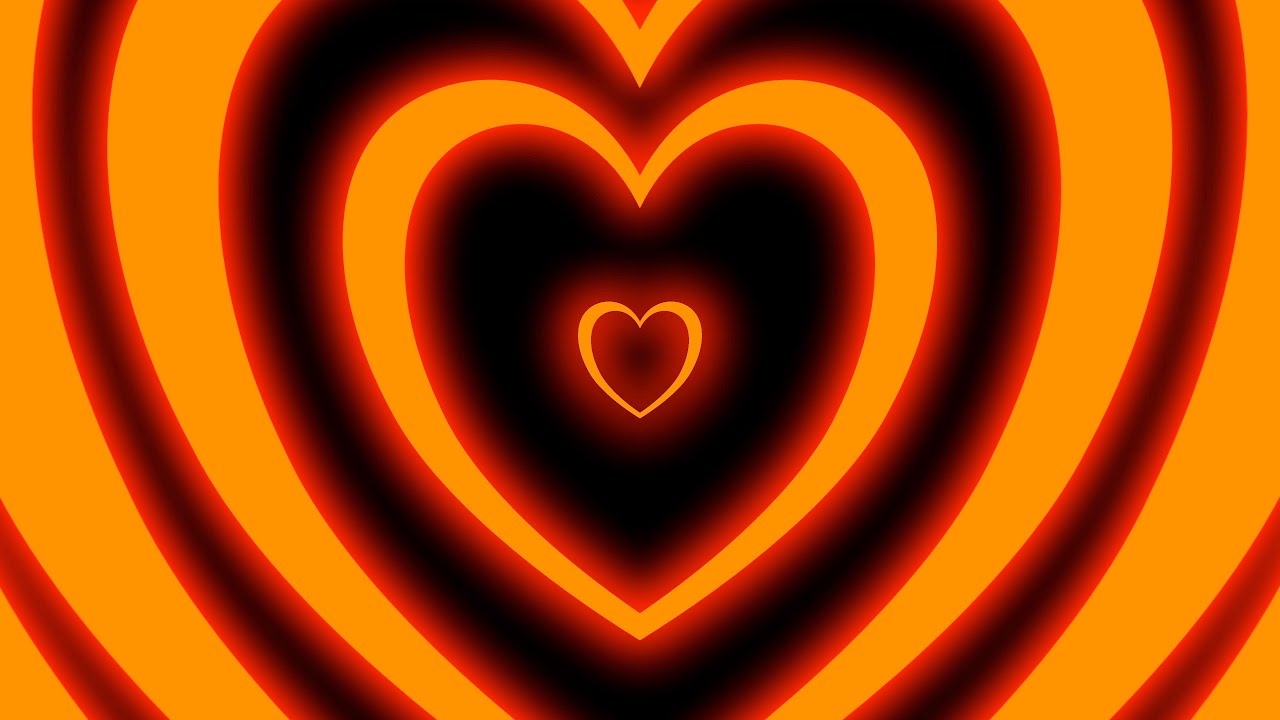 Orange Heart Background🧡Neon Heart Moving Background Screensaver Video Loop 3hr. | Background Lights