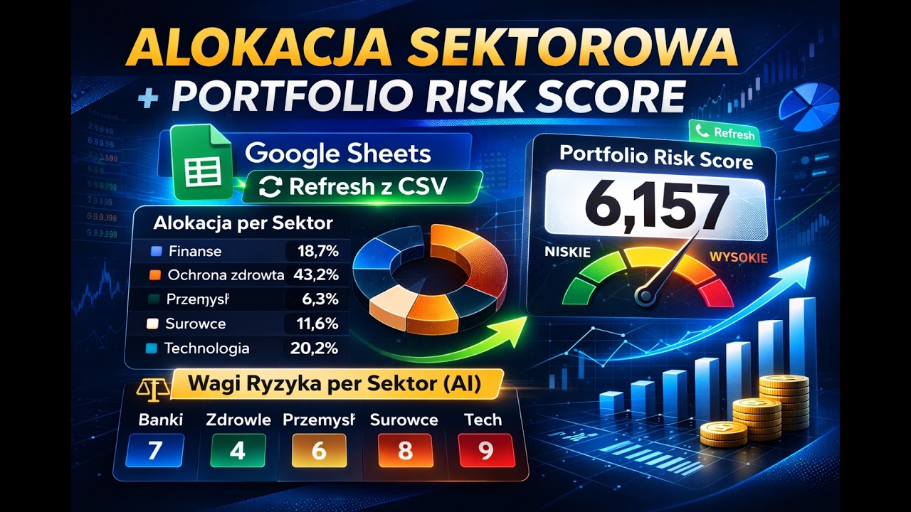 Alokacja sektorowa + Portfolio Risk Score | Google Sheets + AI (PLN)