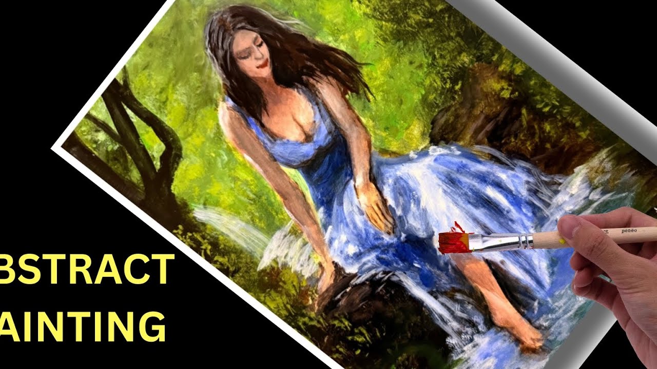 How to Paint a Girl Relaxing | Easy Abstract Acrylic Tutorial🎨 | magic paint
