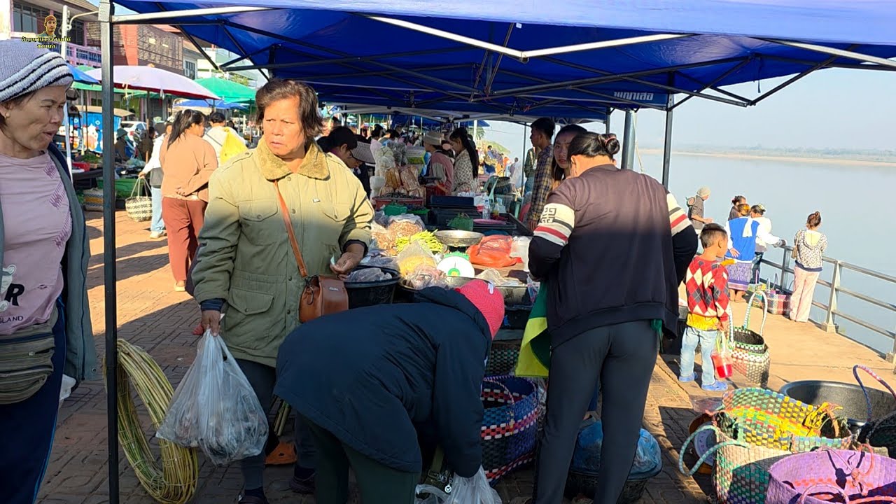 ตลาดริมโขง อำเภอท่าอุเทน จังหวัดนครพนม#ของป่า #อาหารตามฤดูกาล #ตลาดนัดไทยลาว 