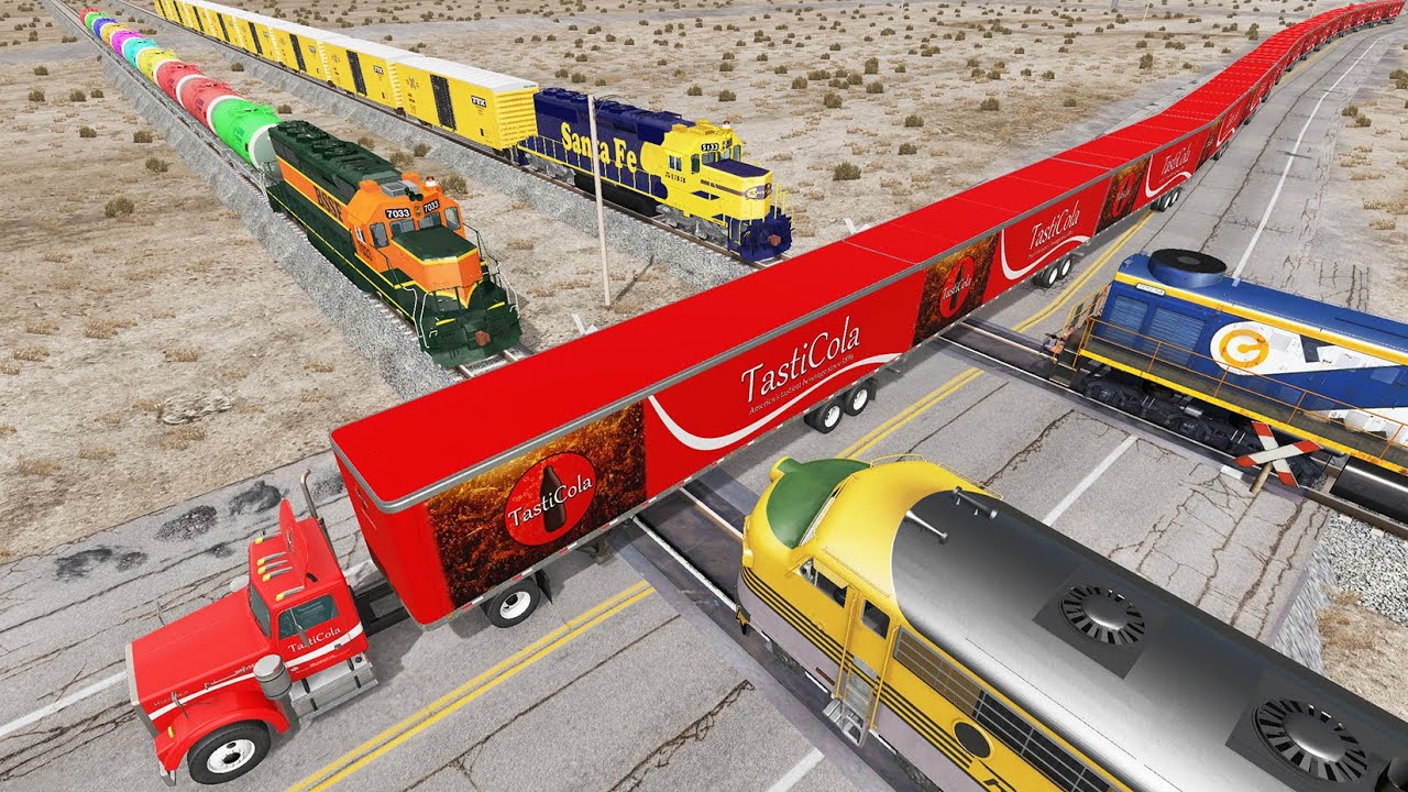 Long Giant Truck Accidents on Rail and Train is Coming #75 | BeamNG Drive