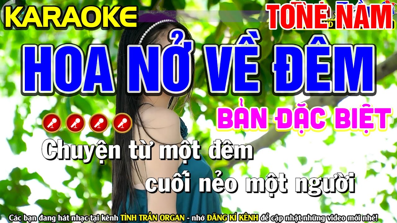 ✔ HOA NỞ VỀ ĐÊM Karaoke Nhạc Sống Tone Nam ( BEAT CHUẨN ) - Tình Trần Organ
