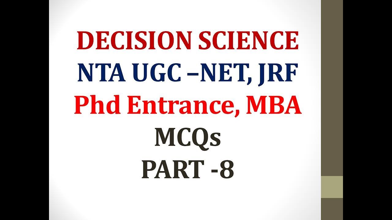 DECISION SCIENCE II MCQs II NTA UGC NET II MBA II PART 8