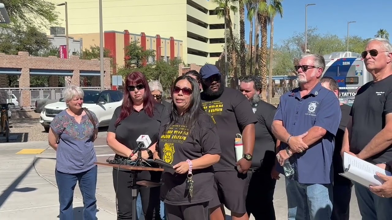 A Sun Tran bus driver tells reporters in October 2026 about being attacked on the job in 2020.