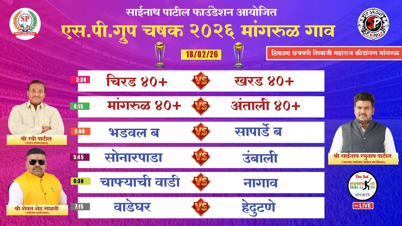 साईनाथ पाटिल फाउंडेशन आयोजित एस.पी.ग्रुप चषक २०२६ #NIGHT_4