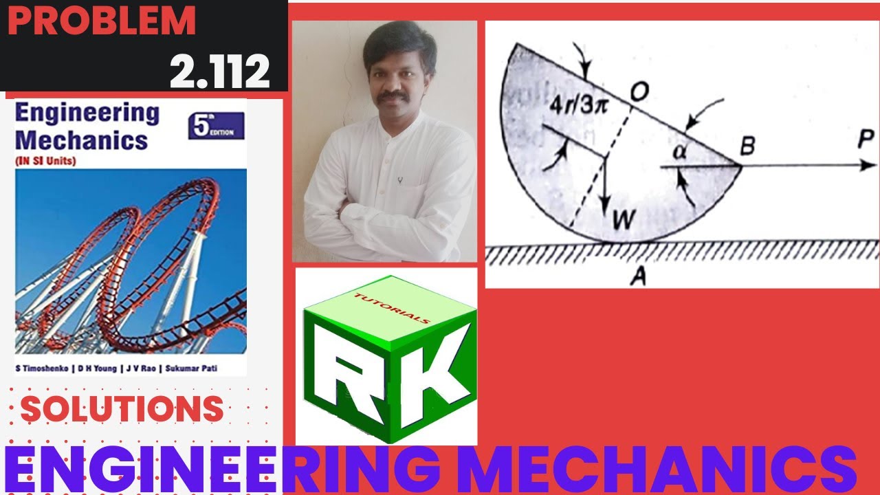 Engineering Mechanics, solution, Problem 2.112, Timoshenko, Equilibrium Equations, Friction