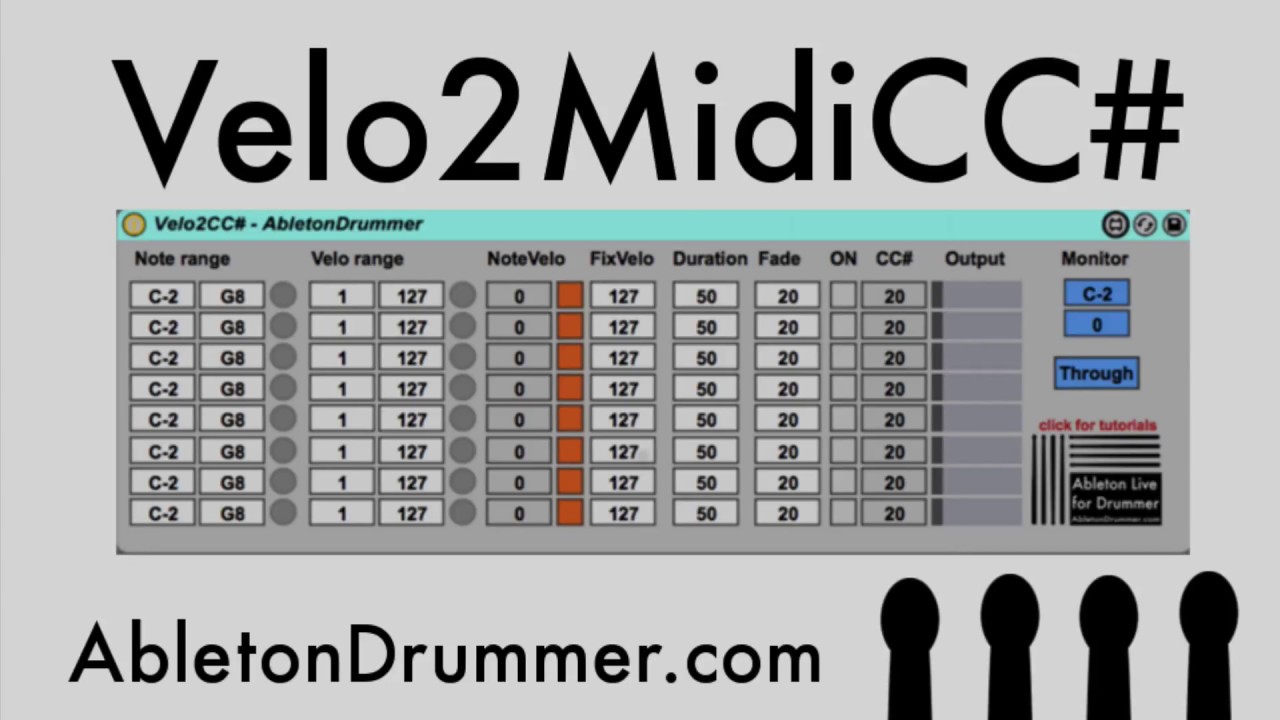 Velocity to Midi CC Max for Live device for Ableton Live - Abletondrumer.com