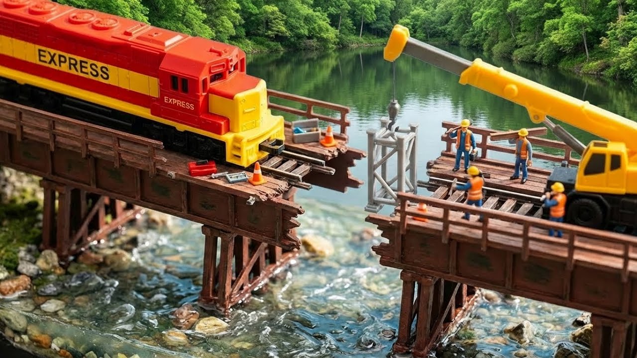 Train Stops! Bridge Breaks Over River — Railway Bridge Construction 🚨