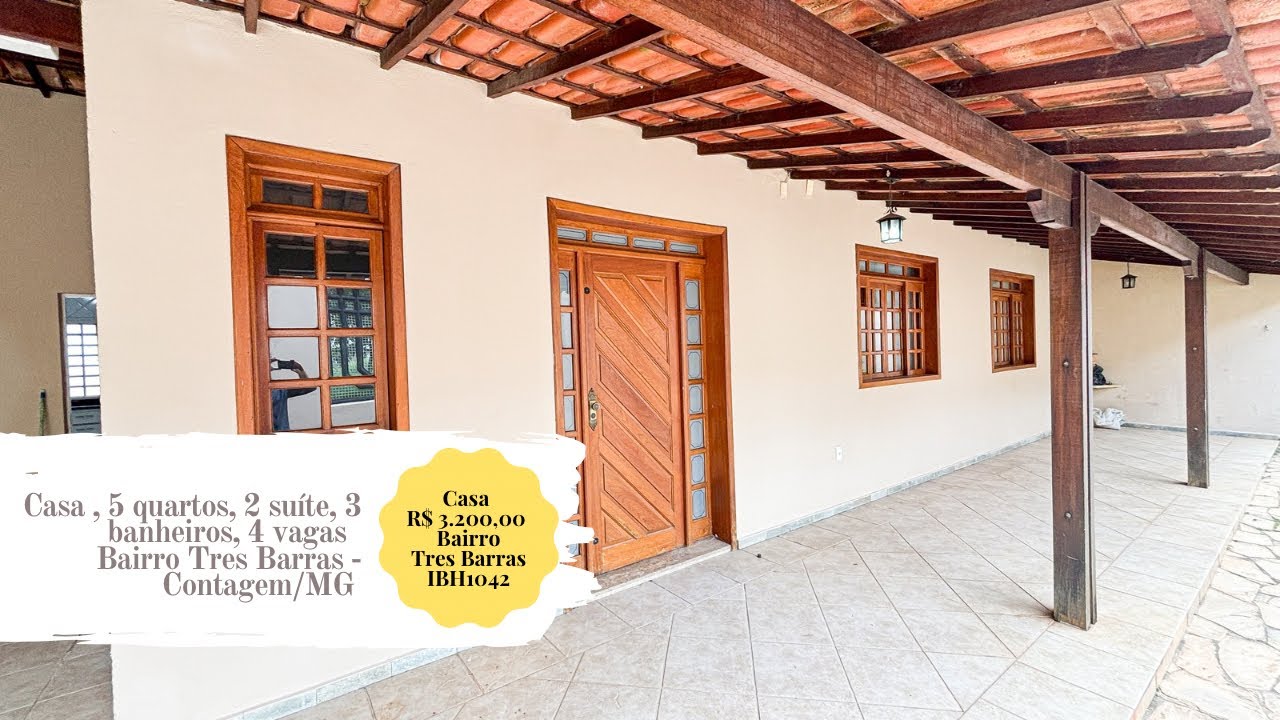 Casa - 5 quartos - 2 suítes - 4 vagas - Bairro Três Barras - Contagem - Cod. IBH1042 - (31)3166-0800