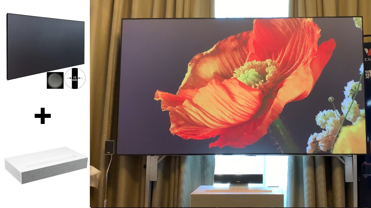 LG HU85LA 4K UHD Laser Projector on 100 inch UST ALR PET Crystal Screen