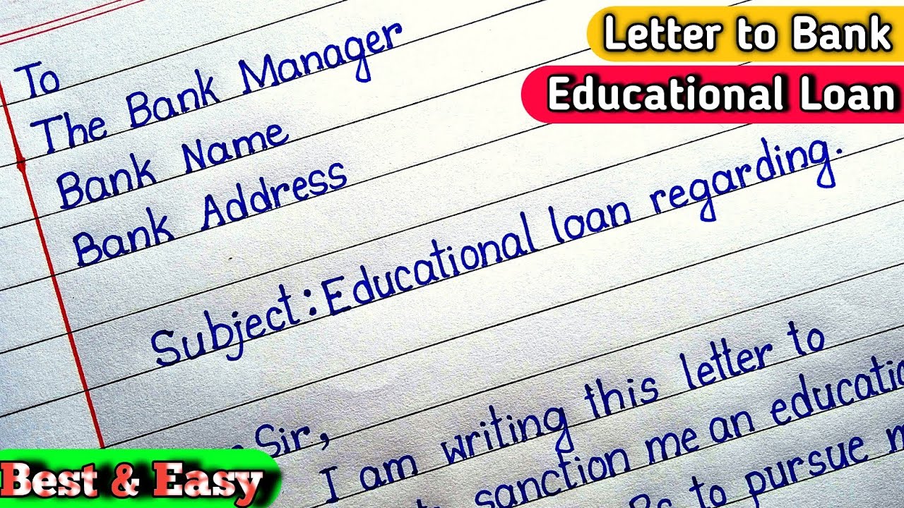Write a letter to the Bank for Educational Loan | WBCHSE | #letterwritinginenglish | #educationloan