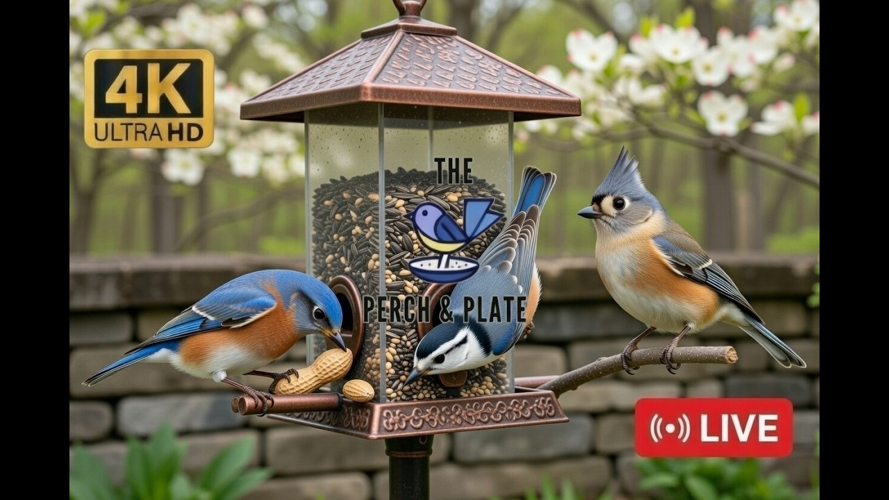 LIVE | Snowy Backyard Bird Feeder 🌈 Blue Jays & Titmice | Chill Stream 4K HD