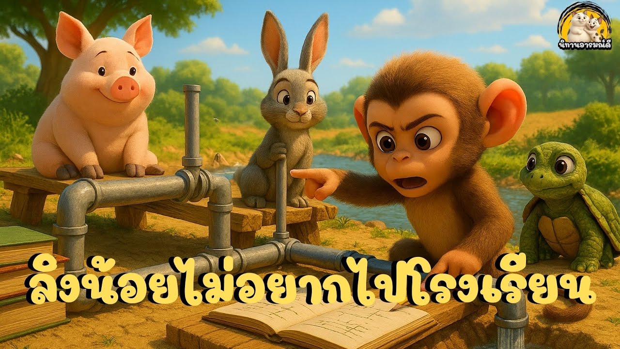 เรื่องเล่านิทานสอนใจ : ลิงน้อยไม่อยากไปโรงเรียน /นิทานอีสป / นิทานก่อนนอน / นิทานเด็ก