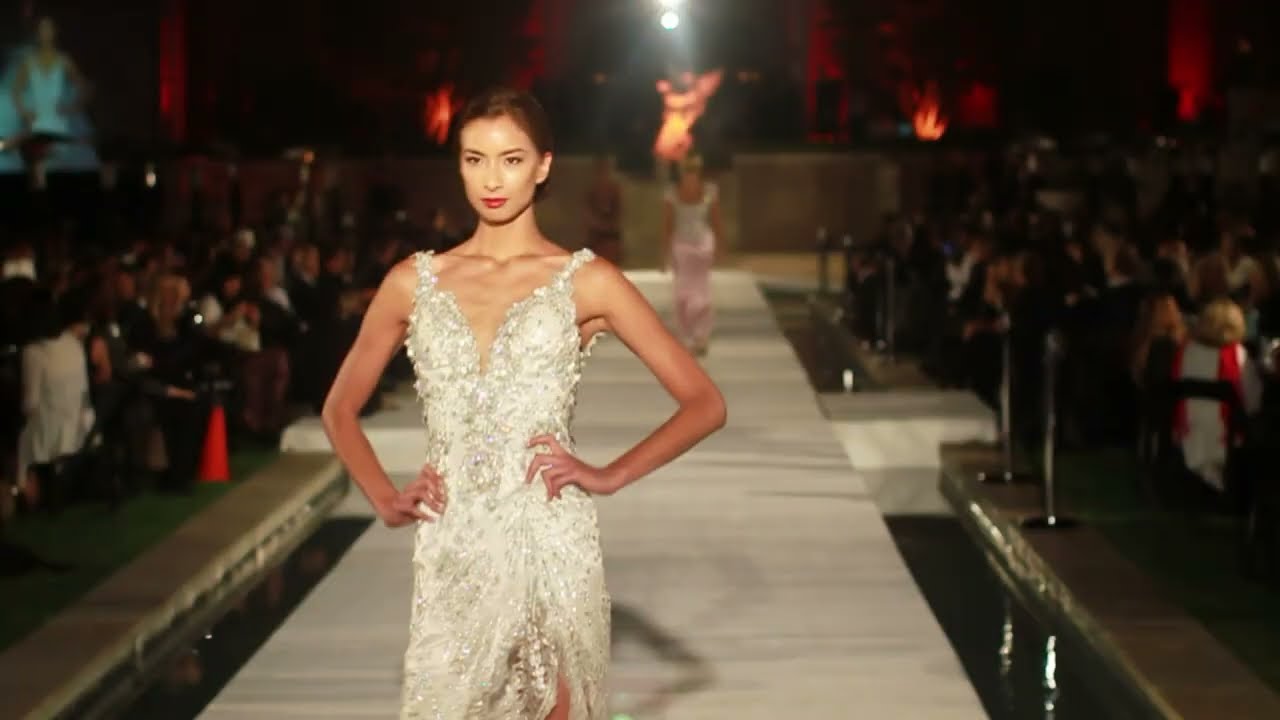 Feleecie Fashion Show Haute Couture White and Silver Low Back Wedding Dress