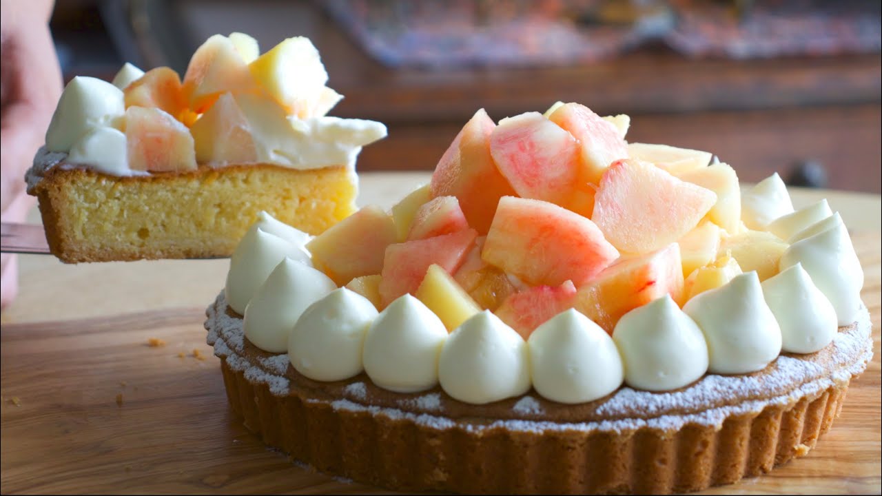 どっさり旬の桃とクリームチーズのタルトの作り方✴︎How  to make Seasonal fruit and Cream cheese tart✴︎ベルギーより