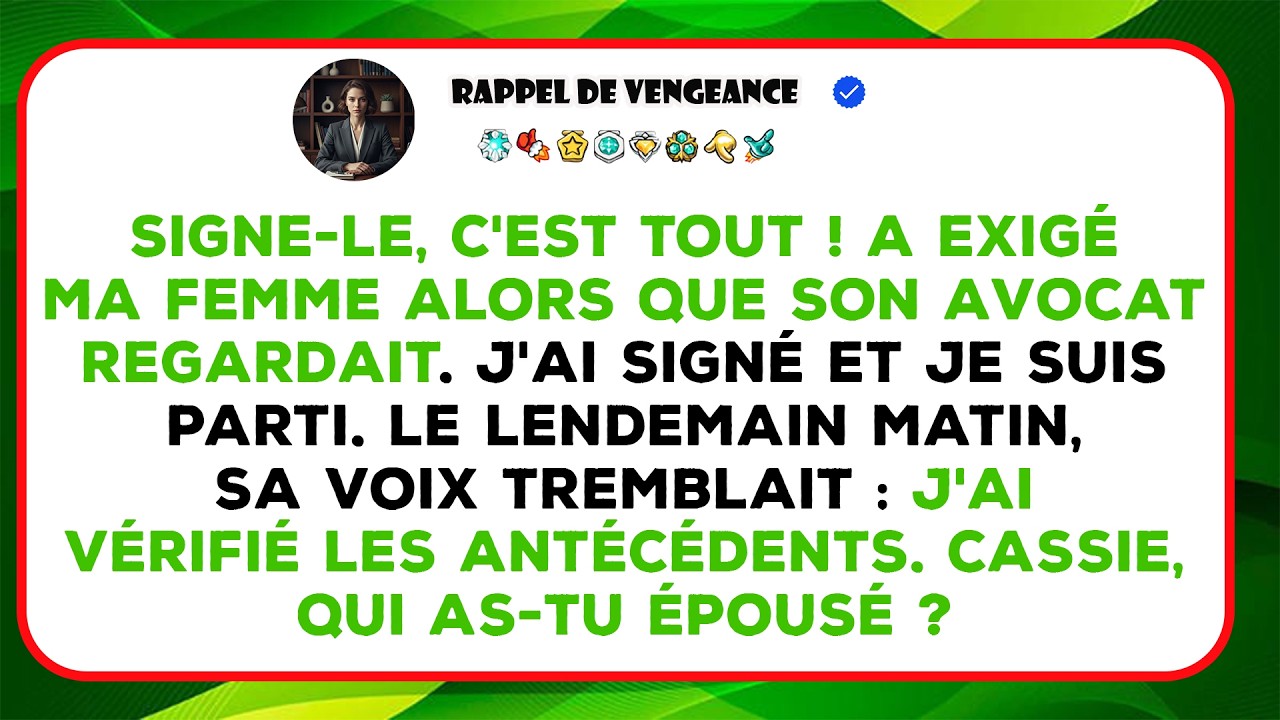 « Signe-le, Un Point C’est Tout ! » A Exigé Ma Femme Tandis Que Son Avocat Regardait. J’ai Signé.