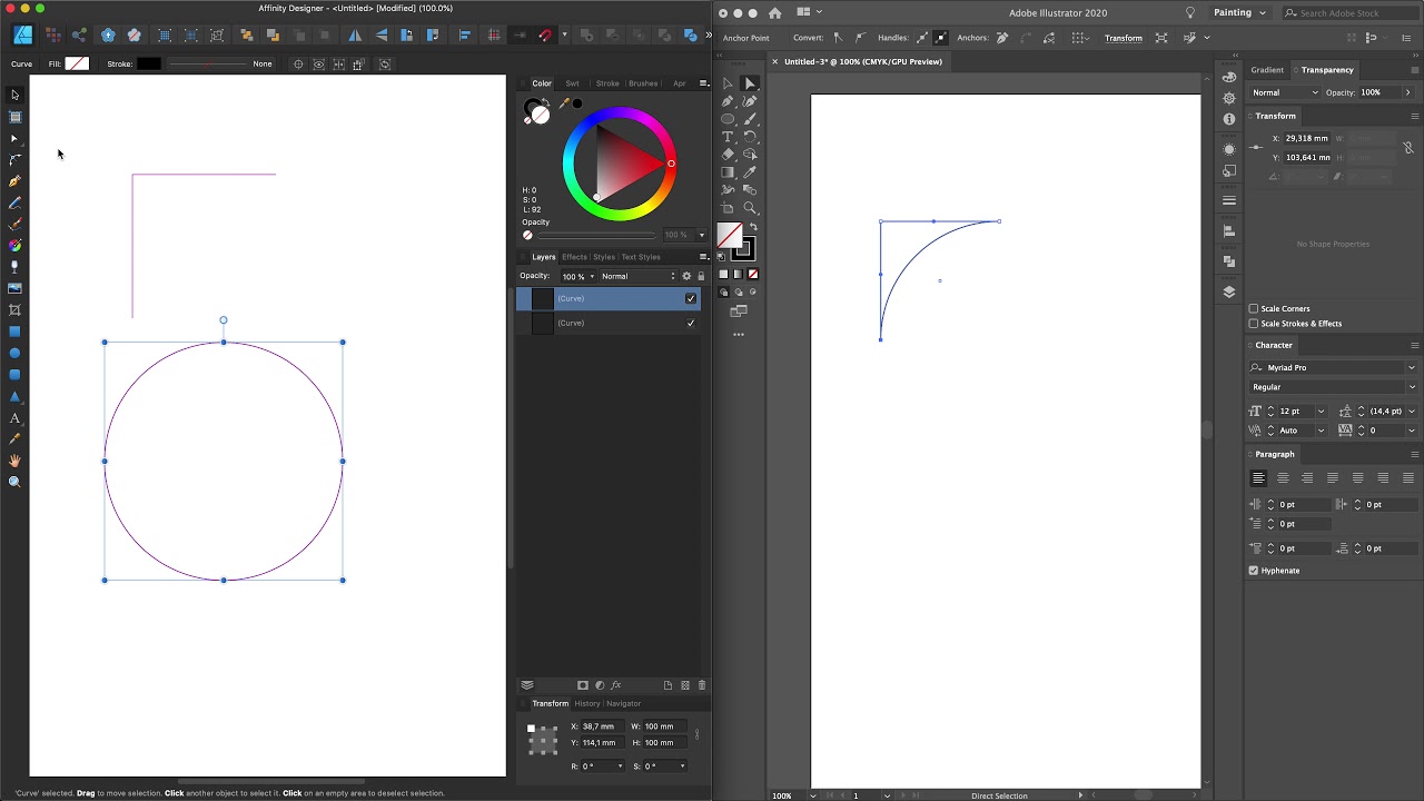 Affinity Designer VS Illustrator - Joining Nodes
