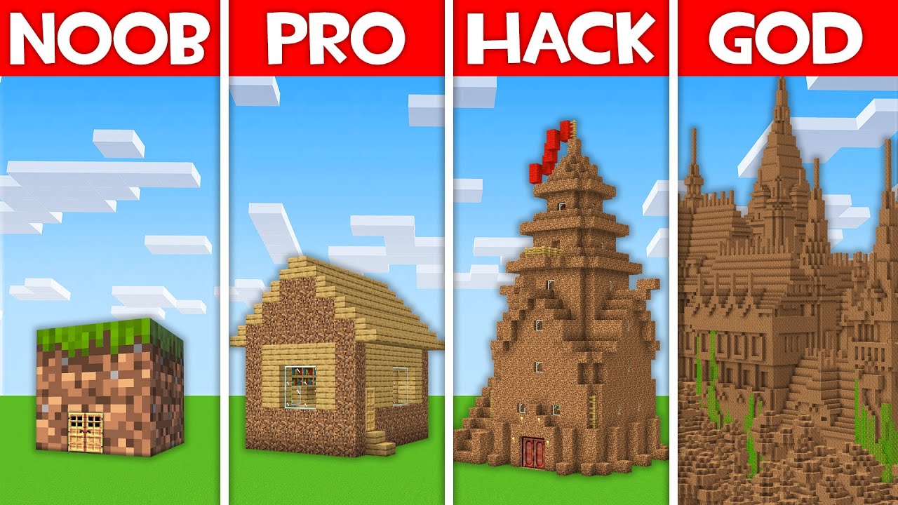 Minecraft Battle: SECRET DIRT HOUSE BUILD CHALLENGE - NOOB vs PRO vs HACKER vs GOD in Minecraft!