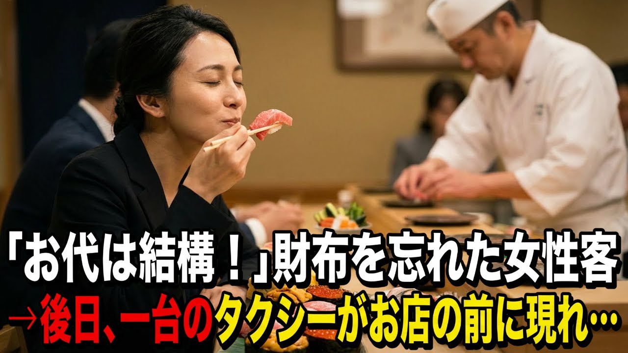 明日、借金2900万で差し押さえられる寿司屋の店主→閉店間際「財布忘れました」1万5000円の会計が払えない女性客に大将「お代はいいですよ」→1年後、店の前に現れたのは…【感動する話】