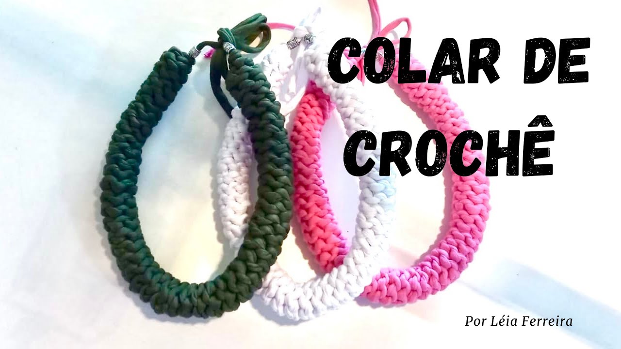 colar de  crochê com fio de malha