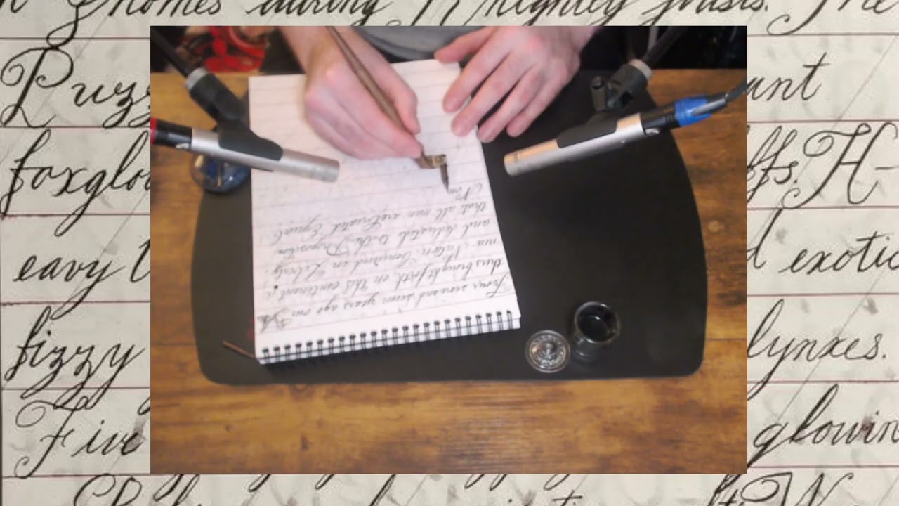 Calligraphy ASMR- Engrosser's Script practice with oblique dip pen