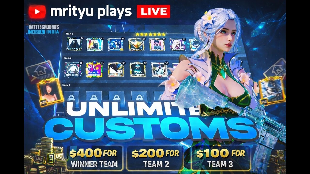 🔴 LIVE: Custom Room Battles | Free Join Win Pool Price ! | Mrityu Plays #live #bgmi #girlgamer