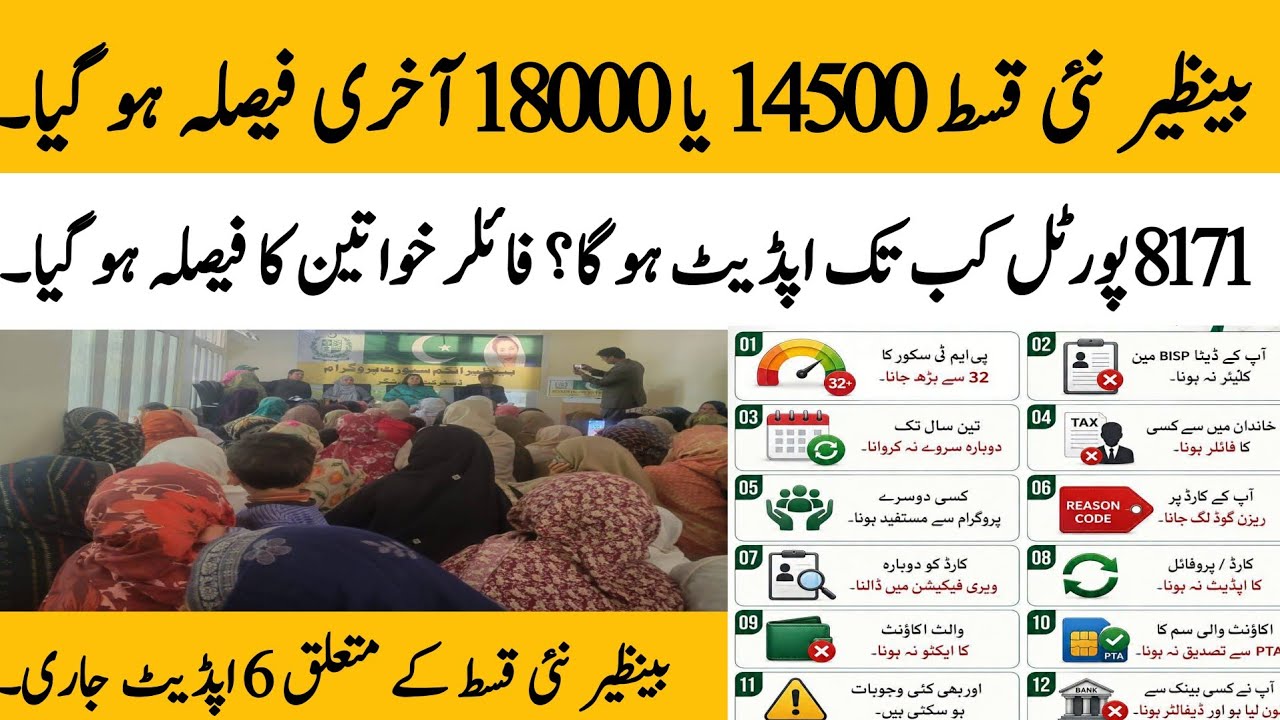 BISP new Qist 14500 or 18000 final | BISP new update today | 8171 portal update today @hottalkupdate