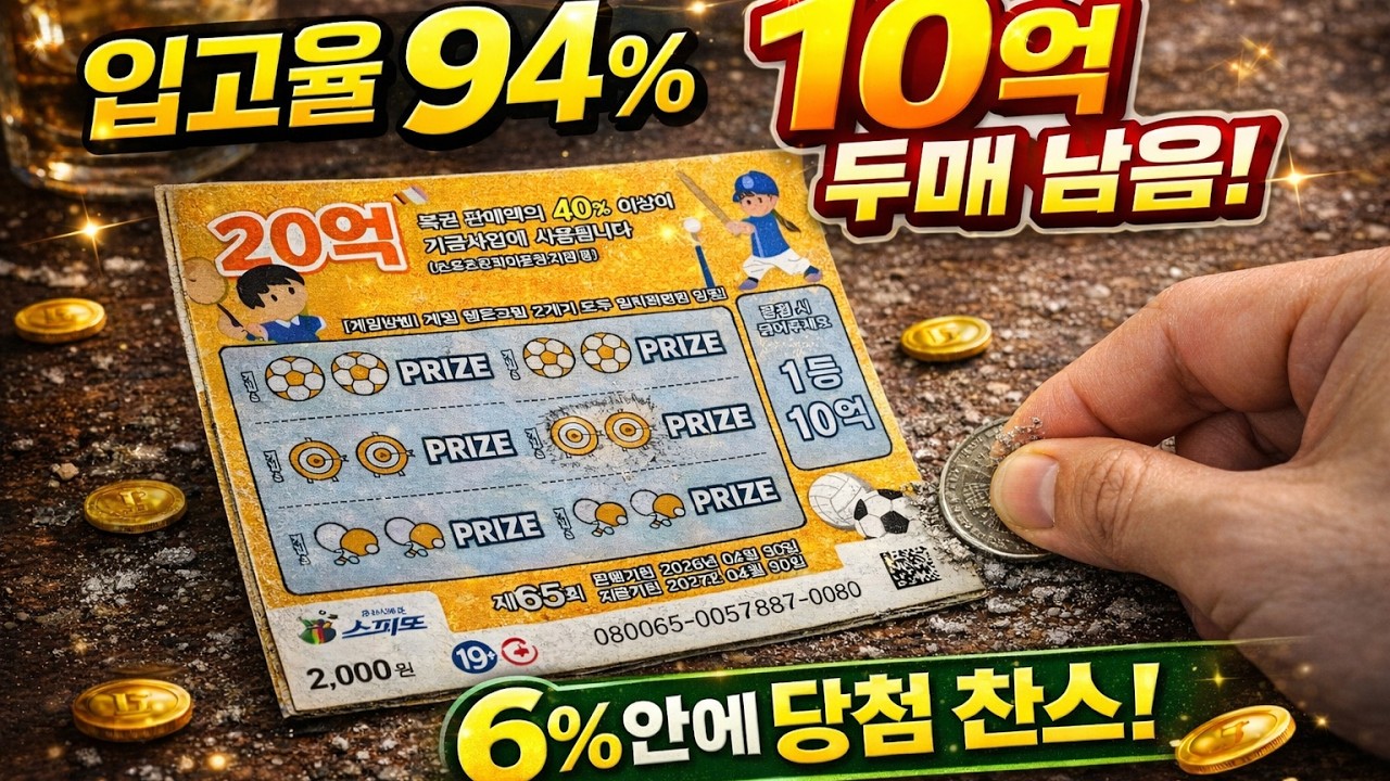 복권긁기 스피또 65회 입고율 94% 10억 두매 지금은 확률 6%??