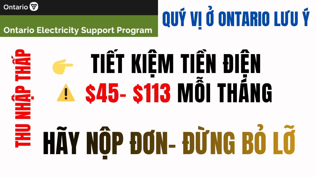 OESP Ontario 2026 | Cách giảm tiền điện cho người thu nhập thấp ở Ontario