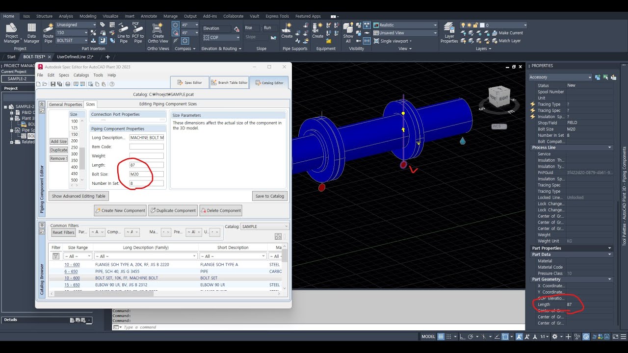 [AP3D] Flange+Gasket+Flange Boltset  Bolt Length (Mapping)
