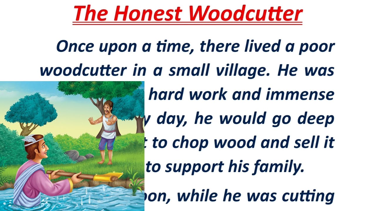 The Honest Woodcutter । ईमानदार लकड़हारा । English reading makes easy । #viral #english #paragraph 📚