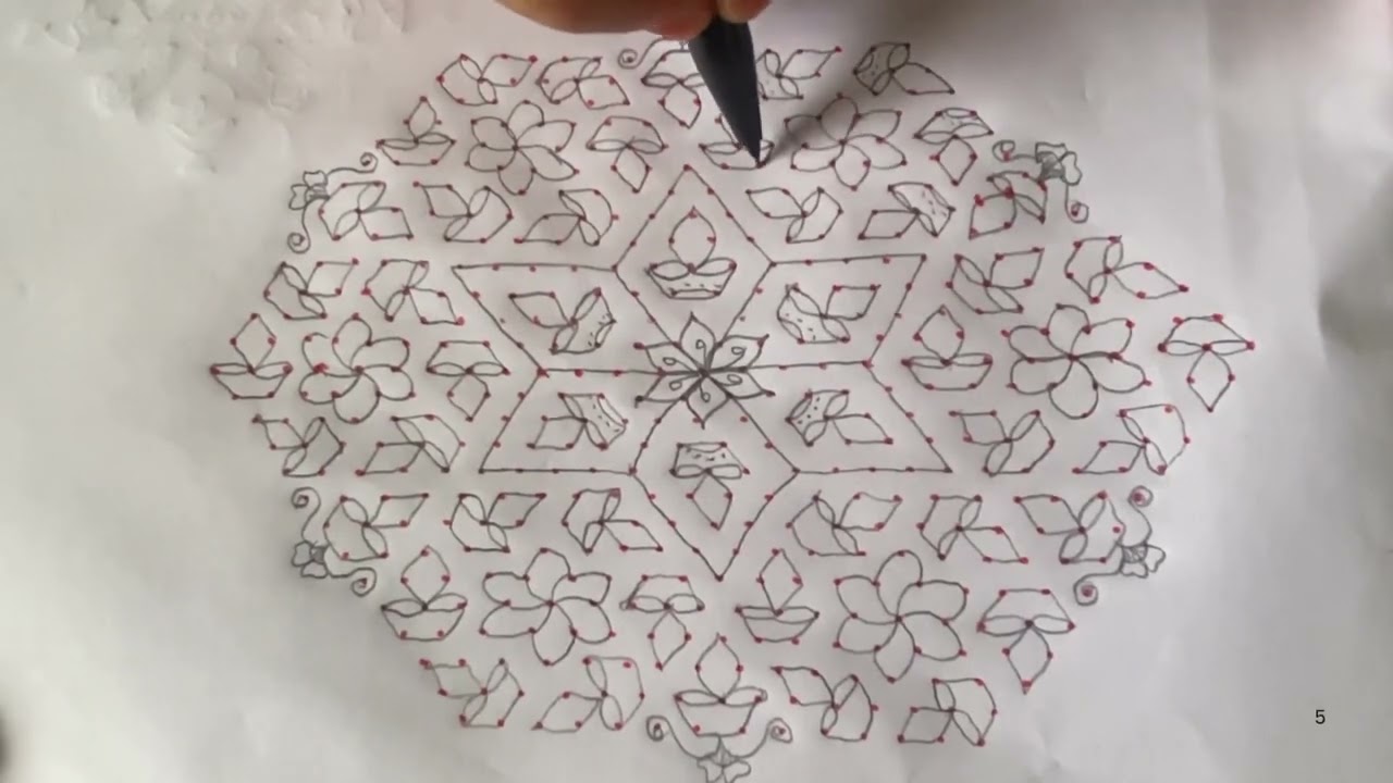 # 1321 very beautiful 🤩 big lamp 🪔 kolam by using 27 to 14 middle dots