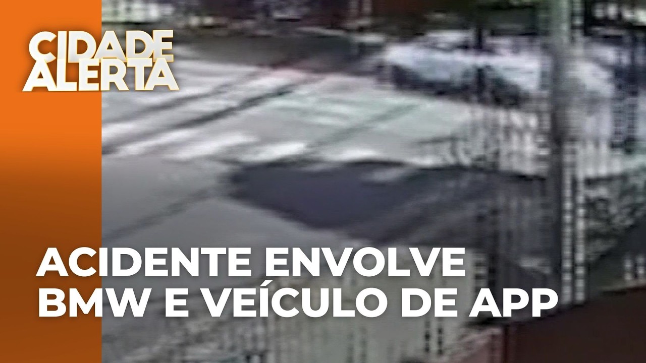BMW se envolve em acidente com veículo de aplicativo; testemunha diz que BMW fazia racha