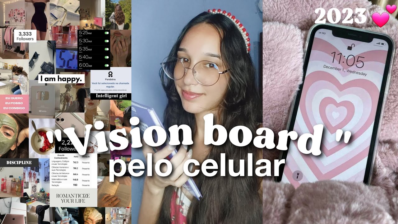 Como fazer um vision board pelo celular | mural de metas, sonhos e objetivos para 2023 #visionboard