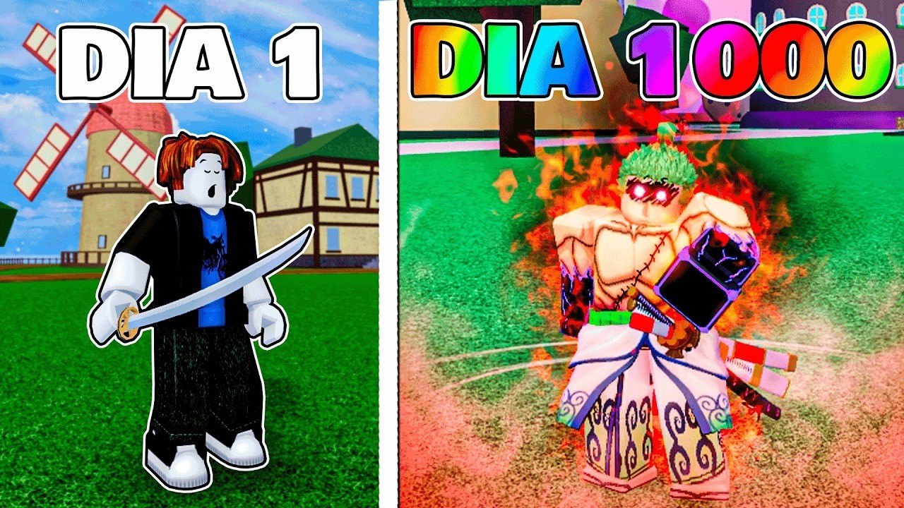 PASSEI 1000 DIAS COMO ESPADACHIM no BLOX FRUITS!!