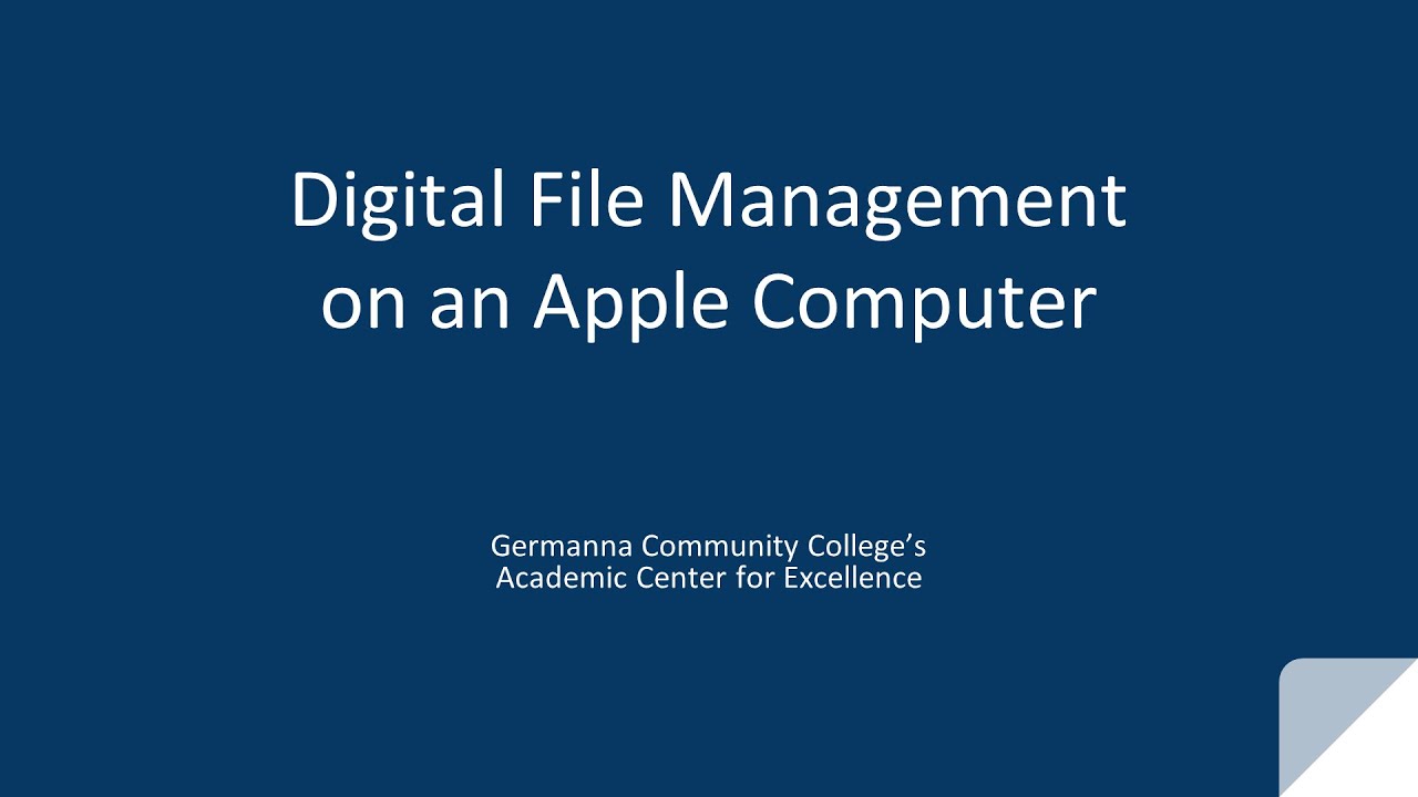 Digital File Management on an Apple Computer