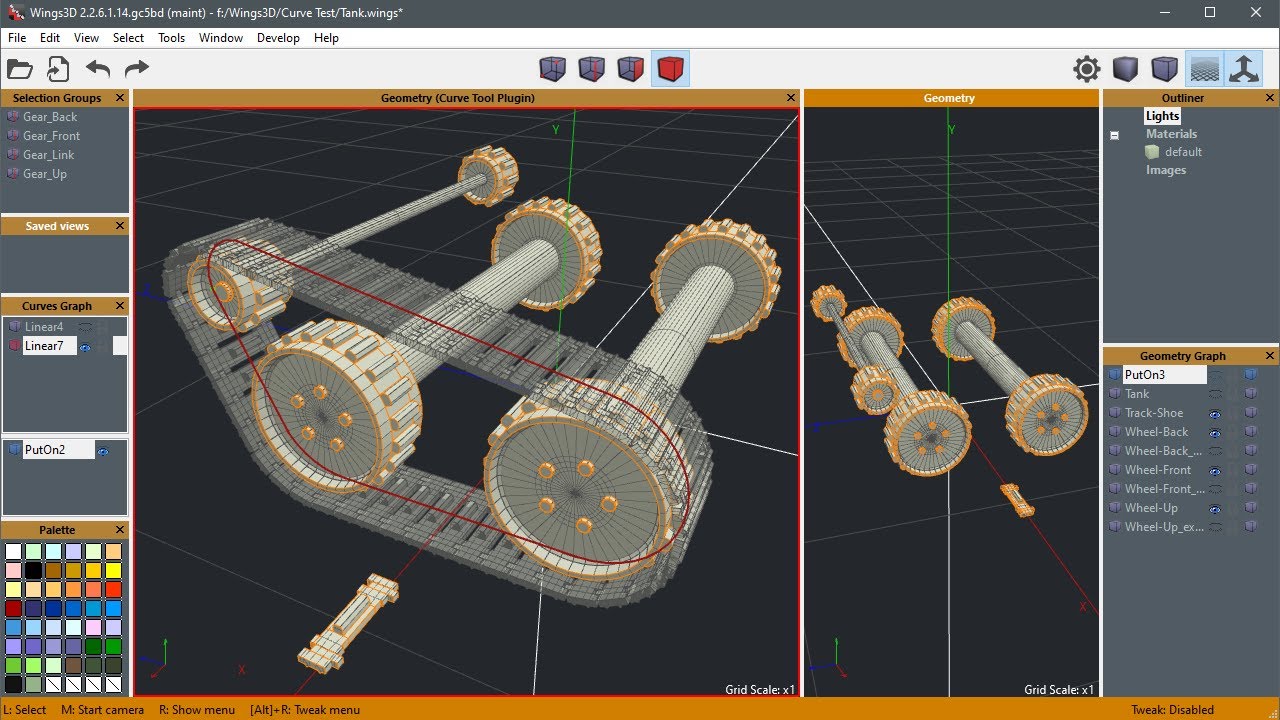 Curve Tools plugin - Put On usage - W.I.P 3 [Wings3D]