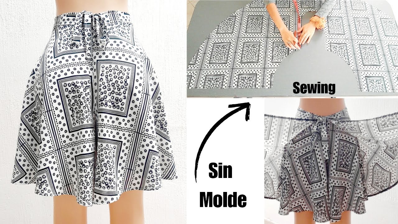 Falda Pantalón Círcular Traslapado, Sin Molde, para Dama, se ajusta a todas las Tallas