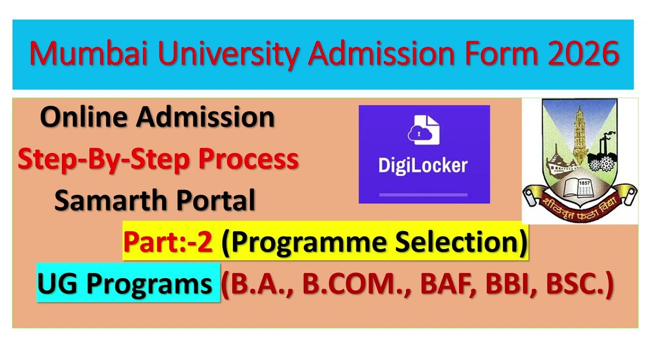 Mumbai University | Online Admission Process 2026 | UG Programs | Samarth Portal | Part 2